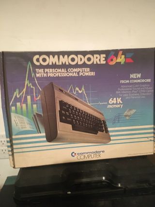 Vintage Commodore 64k Personal Keyboard Computer W/box & Power Supply