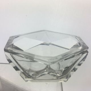 Vintage Cut Glass Or Crystal Trinket/ring Box Hexagonal/diamond Shape