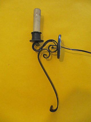 Vintage Spanish Revival Iron Wall Mount Scrolled Arm Sconce 1930 