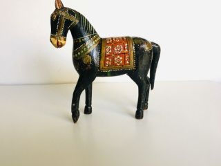 Gorgeous 9 " Antique Vtg Hand Carved Wooden Painted Horse Folk Art