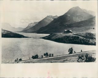 1928 Press Photo Prince Of Wales Hotel Waterton Lake Canadian Rockies Alberta