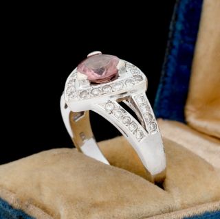Antique Vintage Deco Mid Century 14k Gold Quartz Diamond Engagement Ring Sz 6.  25