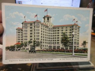 Vintage Old Postcard Illinois Chicago Edgewater Beach Hotel Sheridan Road Luxury
