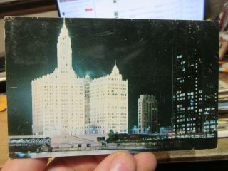 Vintage Old Postcard Illinois Chicago Wrigley Building Tribune Newspaper Tower
