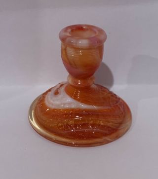 Stunning Vintage Imperial Orange Slag Glass Candle Holder