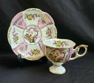 Royal Halsey Very Fine China,  Cherry Blossom,  Tea Cup And Saucer