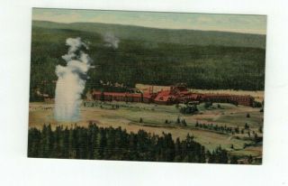 Ynp Yellowstone National Park Antique Post Card " Old Faithful Inn & Geyser "