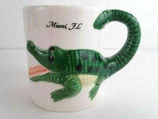 Fun 3d Crocodile Miami Fl Florida Coffee Mug With Tail Handle By Agiftcorp