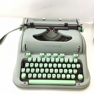 Vintage 1960’s Hermes 3000 Portable Typewriter With Case & 2 Brushes,