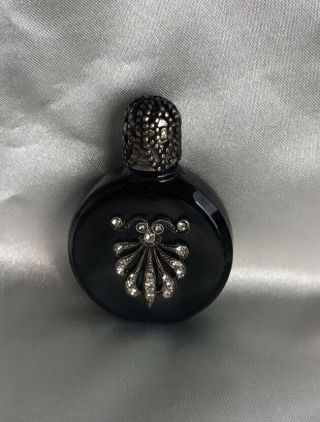 Vintage Mini Perfume Black Amythest Glass Bottle