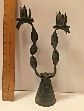 Antique Wrought Iron Candle Holder Metalware Arts Crafts