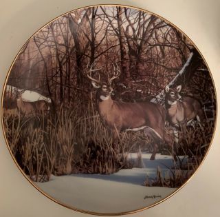 “downwind Alert” Plate - Friends Of The Forest - Bruce Miller - Deer - Buck/doe - Danbury