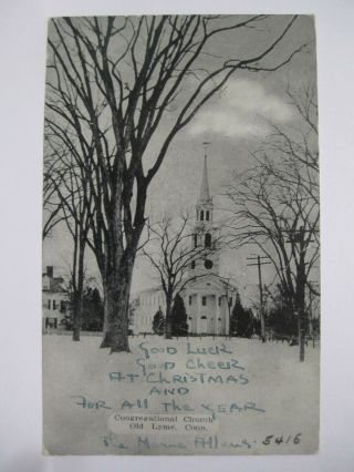 Congregational Church Postcard Old Lyme Ct Connecticut 1944