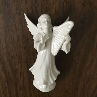 Vintage Dresden Angel With Harp Figurine.  German Porcelain.  Approx 5 1/4” Tall.