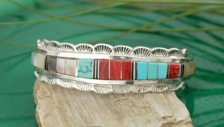 Vtg Sterling Silver Navajo Harry Spencer Turquoise Spiny Oyster Cuff Bracelet