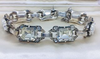 Vintage Eisenberg Signed Sterling Silver Rhinestone Crystal Bracelet