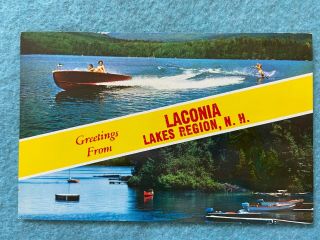 Greetings From Laconia Lakes Region,  Hampshire Vintage Postcard