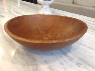 Large Antique Vintage Woodcroftery Wood Bowl Marked Hand Crafted