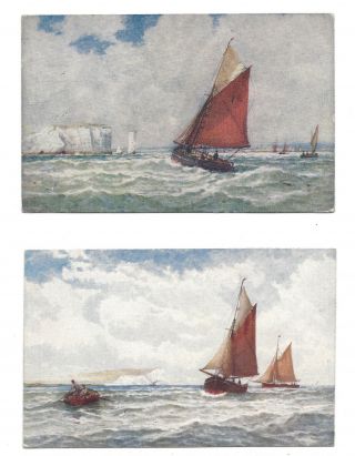 Vintage Art Postcards X 2 Isle Of Wight From Bournemouth.  C.  W.  Faulkner & Co.