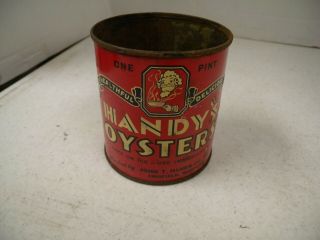 Vintage Advertising HANDY ' S OYSTERS Tin,  John T.  Handy Co. ,  Crisfield,  MD 2