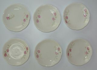 Set Of 6 Carlsbad Austria Butter Pats White With Pink Roses