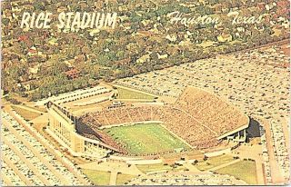 Rice Stadium Houston Texas Aerial View Blue Bonnet Bowl Vintage Postcard B3