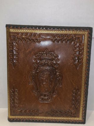 Vintage Leather Tooled Embossed Photo Album With Inserts