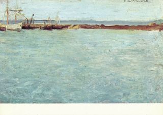 Picasso Paint Vintage Art Postcard Spanish Edition 1982 Marine Ships Docked 1895