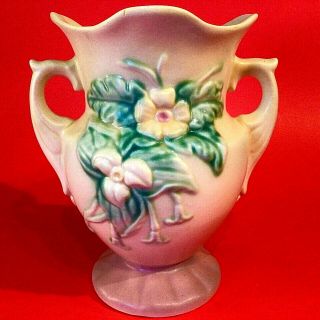 Hull Pottery Vase W - 4 Wildflower 6 1/2 " Mcm Vintage Floral Designs Cream Pink