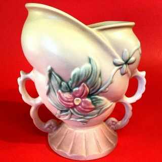 Hull Pottery Vase W - 5 Wildflower 6 1/2 " Mcm Vintage Floral Designs Cream Pink