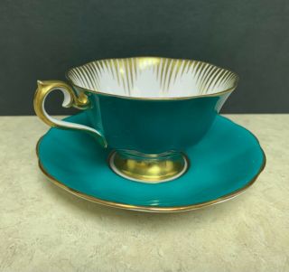 Antique Royal Albert Tea Cup And Saucer - Gold And Teal