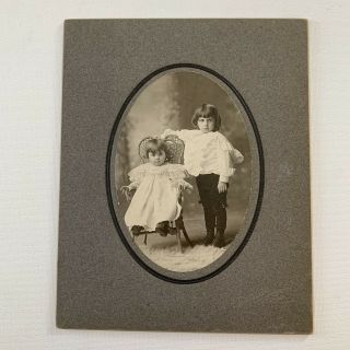 Antique Cabinet Card Photograph Little Girl & Boy Family Lafayette In