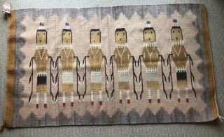 Vintage Navajo Yei Blanket Rug Wool 58 " ×34 " Native American Hand Woven