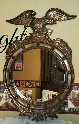 Vintage Mid Century Federal Style Shabby Chic Eagle Wall Mirror 24 In Long