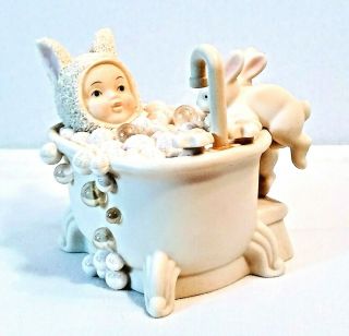 Dept.  56 Snowbabies Snow Babies “bunny Bubbles”retired 2002 26428 Vguc Whimsical
