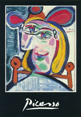 La Femme Au Chapeau Pc Vintage Art Signed By Picasso Postcard Italy Edition 1988