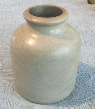 Antique Stoneware Salt Glazed Gray Crock 2