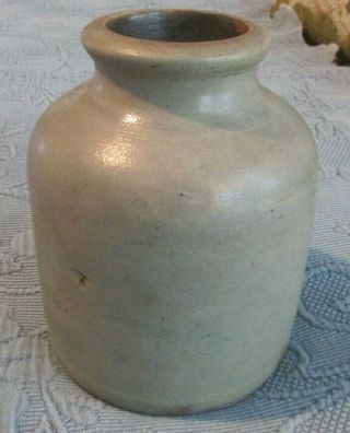 Antique Stoneware Salt Glazed Gray Crock 3