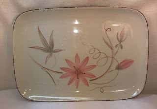 Vtg Usa Mid - Century Winfield Porcelain Pink Passion Flower Turke Serving Platter