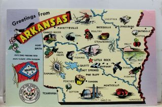 Arkansas Ar Map Greetings Postcard Old Vintage Card View Standard Souvenir Post