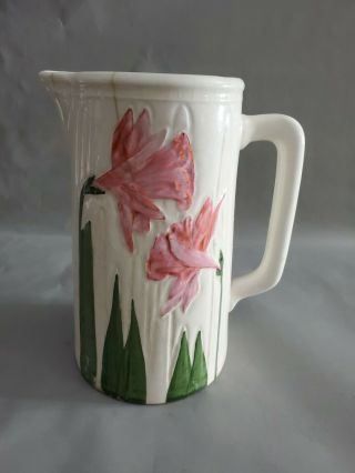 Vintage Antique Floral Ceramic Porcelain Pitcher 7.  75  T