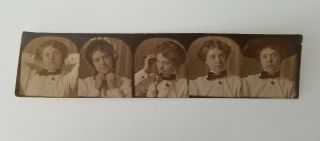 Antique Photo Booth Strip Lady/woman With Hat Telephone Props Black/white