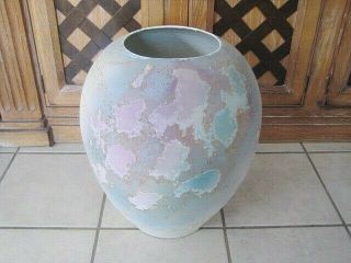 Vintage 19th C Ancient Sands Raku Ware Pottery Vase 18 " Signed Tony Evans $799