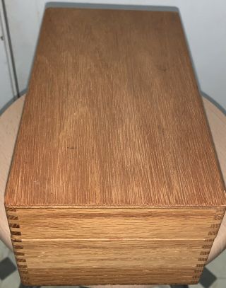 Vintage Large Oak Wooden Index Card File Box Dovetail Box