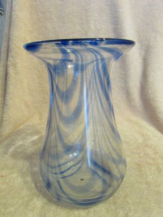 Cobalt Blue And Clear Glass Vase