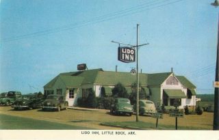 Little Rock Arkansas Lido Inn Roadside Restaurant Vintage Postcard View