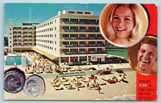 Postcard Fl Miami Beach Florida The Twelve Caesars Hotel Vintage Aa6