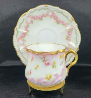 Antique M.  Redon Rm Limoges France Tea Cup & Elite Saucer Late 1800s Vintage