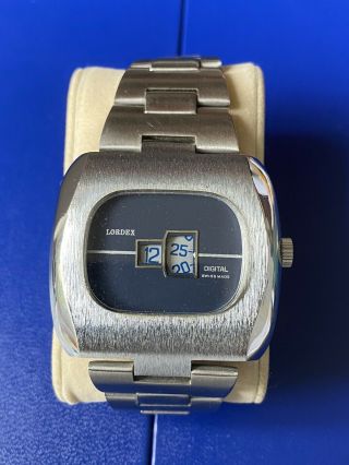 1970s Retro Vintage Mens Watch Lordex Digital Jump Hour Watch Large Size