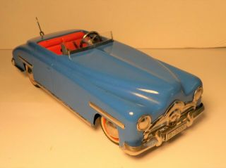 Vintage Distler Tin Wind Up Toy Car 4 Gear Blue Packard Convertible -